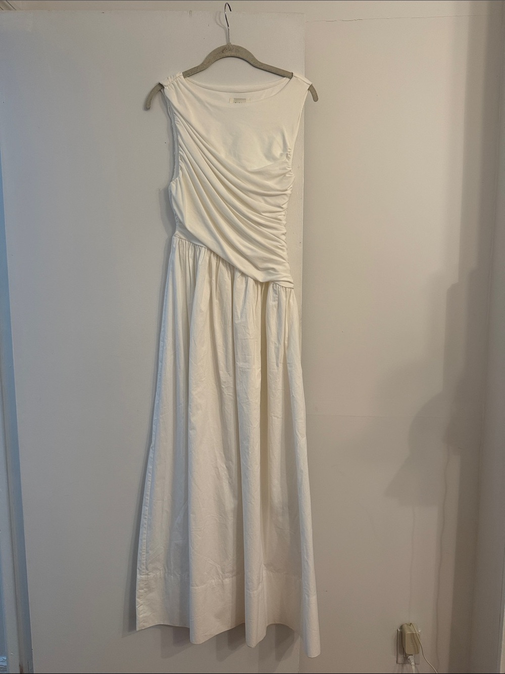 DISSH White Ruched Bodice Sleeveless Maxi Dress